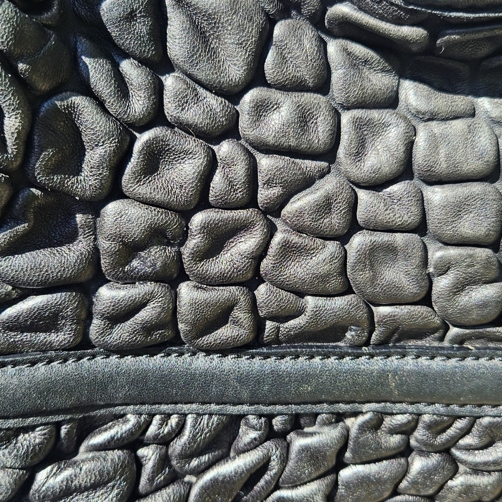 FENDI Bubble Calfskin Leather Large Chef Shopper Tote Bag Black Authentic - Picture 2 of 11